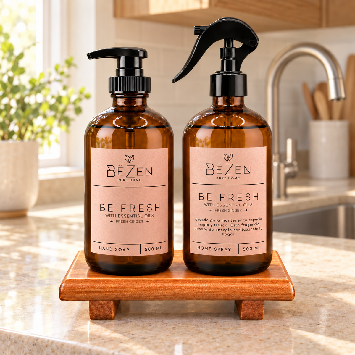 Kit Pedestal madera + Jabón + Home Spray