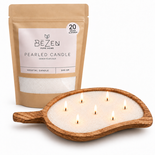 Kit Vela de arena + Recipiente Hoja Madera Rústico