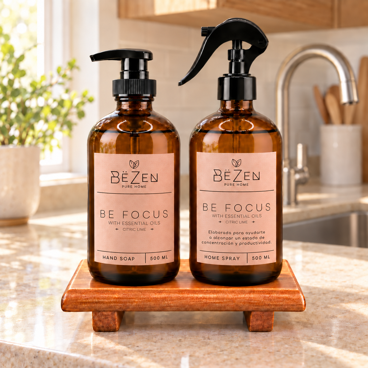 Kit Pedestal madera + Jabón + Home Spray