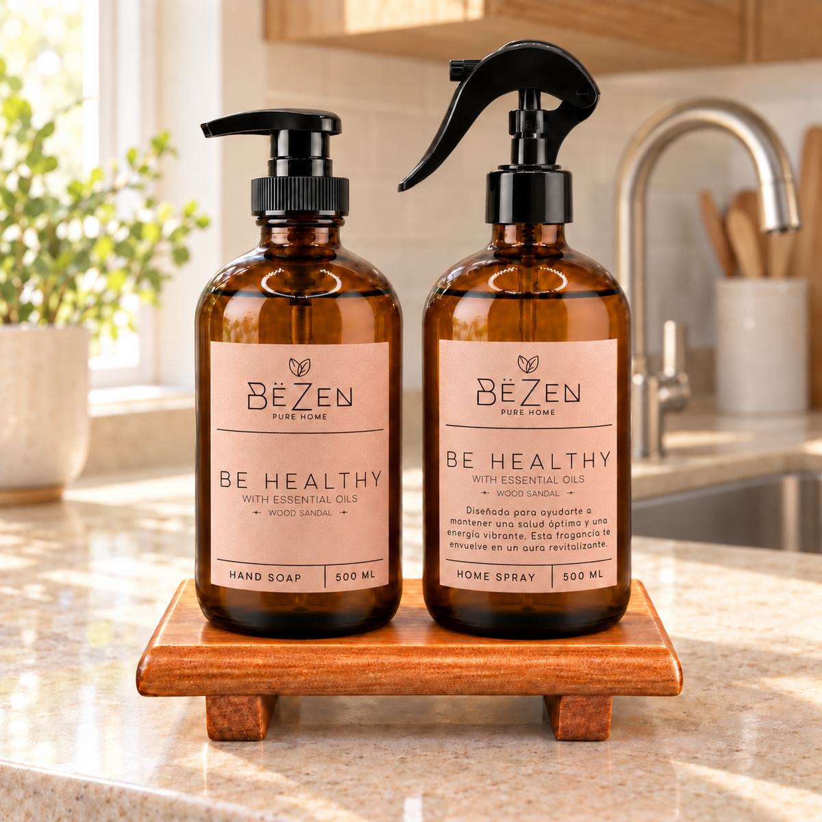 Kit Pedestal madera + Jabón + Home Spray