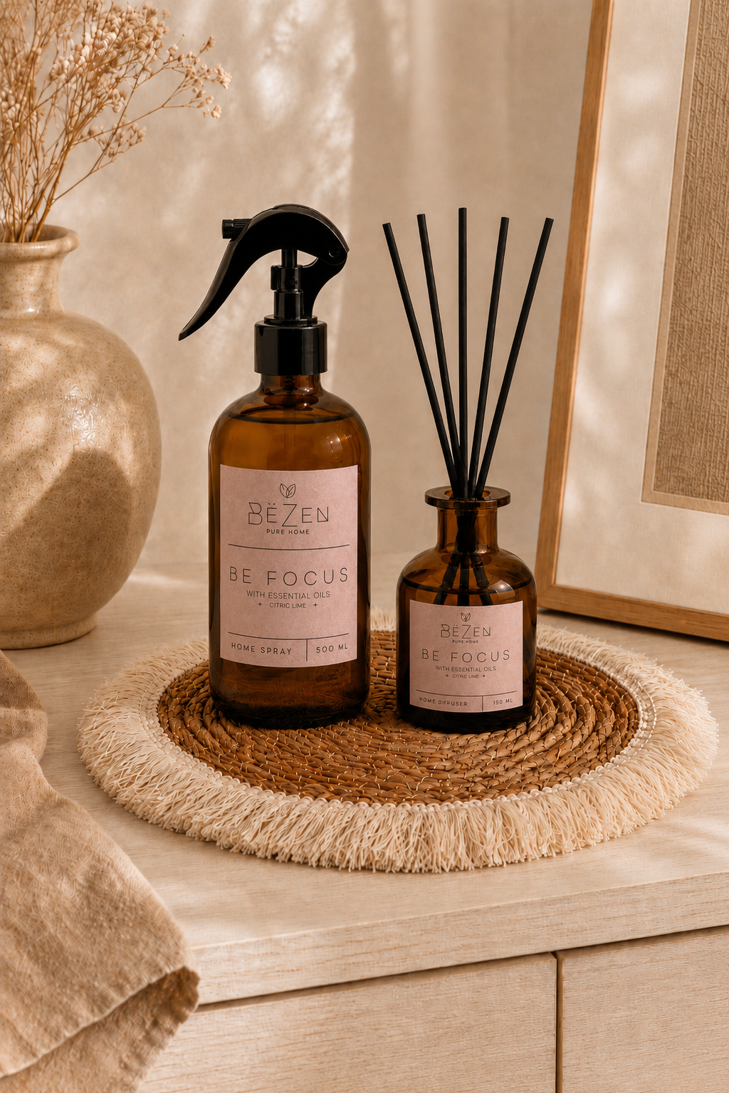 Kit Bandeja Boho + Home Spray + Difusor