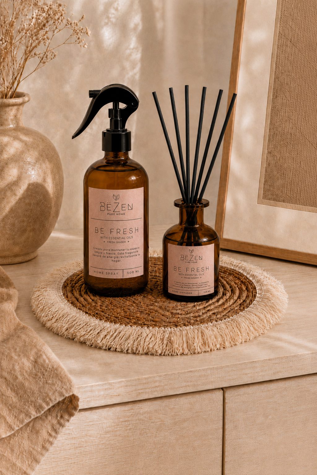 Kit Bandeja Boho + Home Spray + Difusor